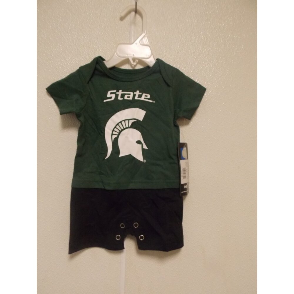 NCAA Michigan State Spartans Green and Black Romper Size 0/3 M Gen2